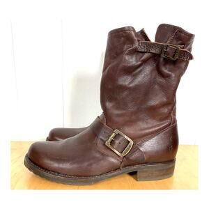 Frye Veronica Short Moto Boots Brown Leather Size 8B‎